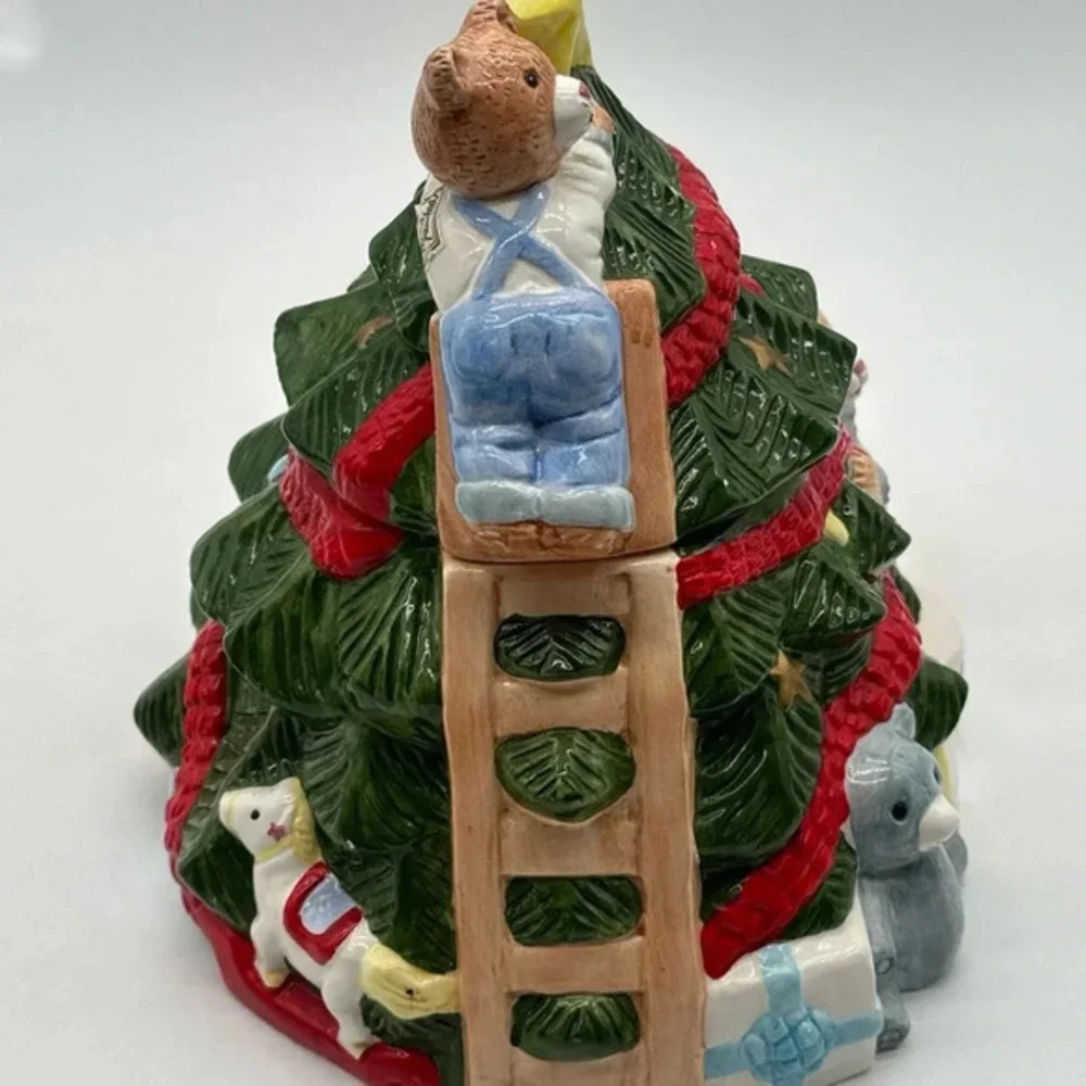 Cook's BAZAAR Christmas Cookie‎ Jar Bears Decorating Christmas Tree Vintage